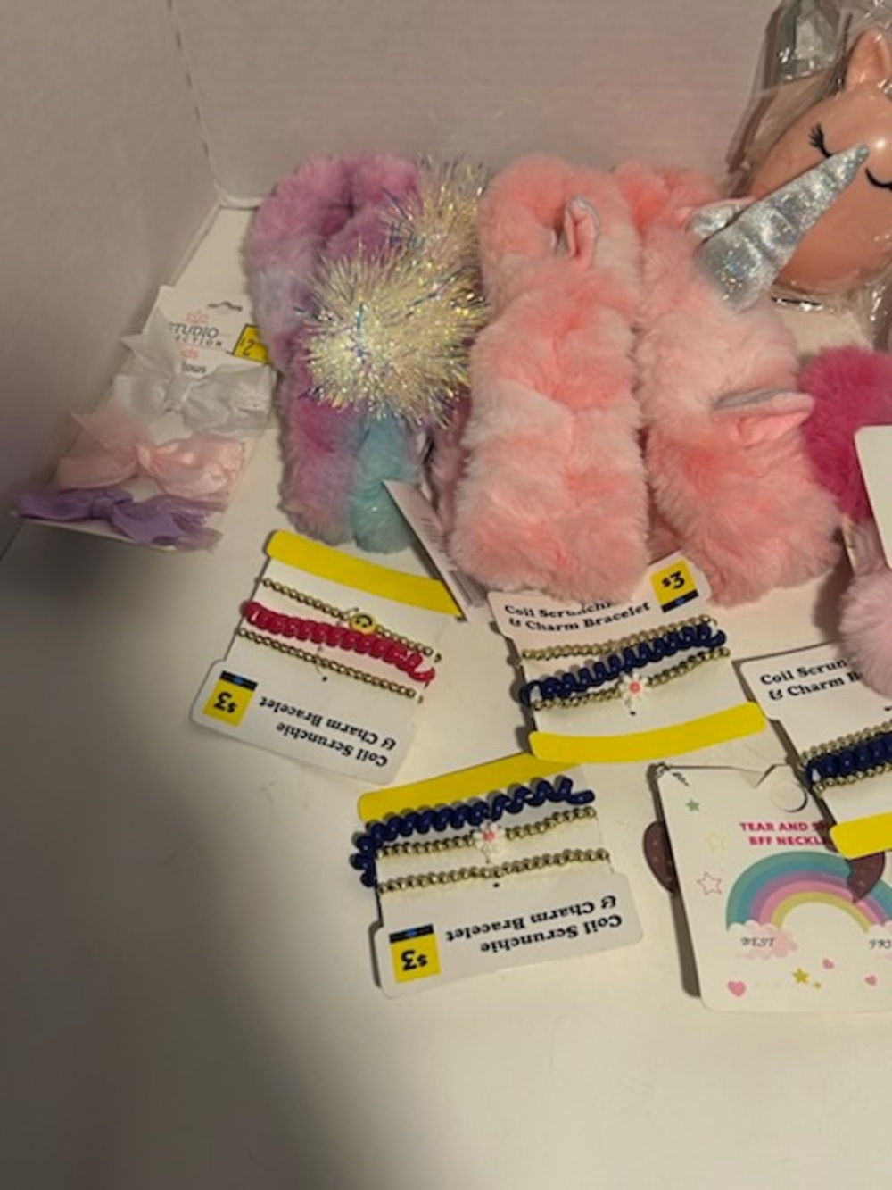 Kids plush head band hair ties plush eye mask accessories lot - Picture 7 of 9